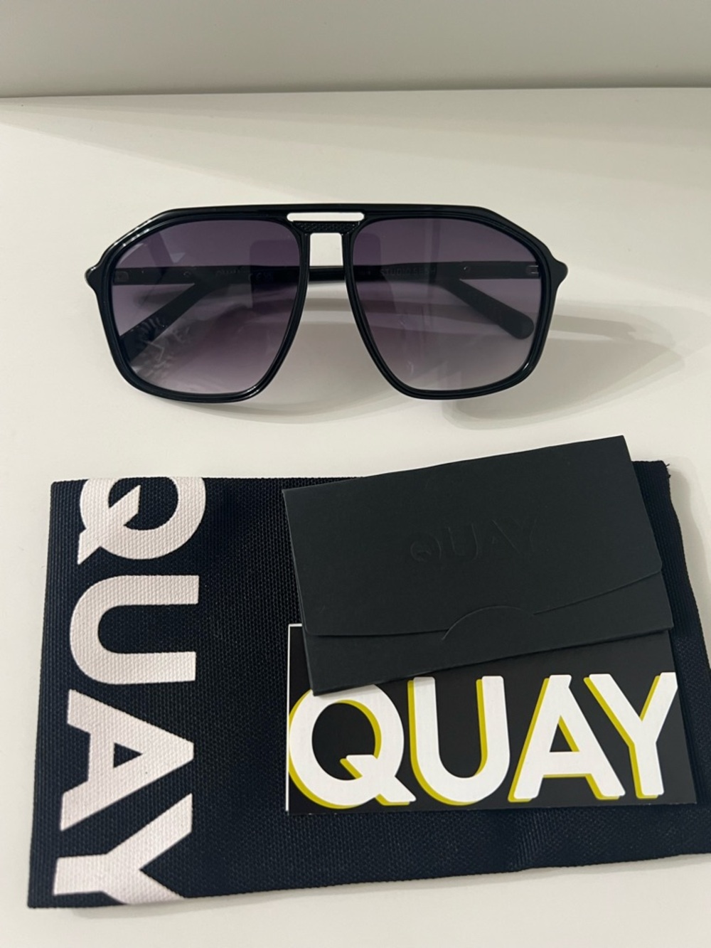 New Quay Australia Black Sunglasses with Gradient Smoke Lenses